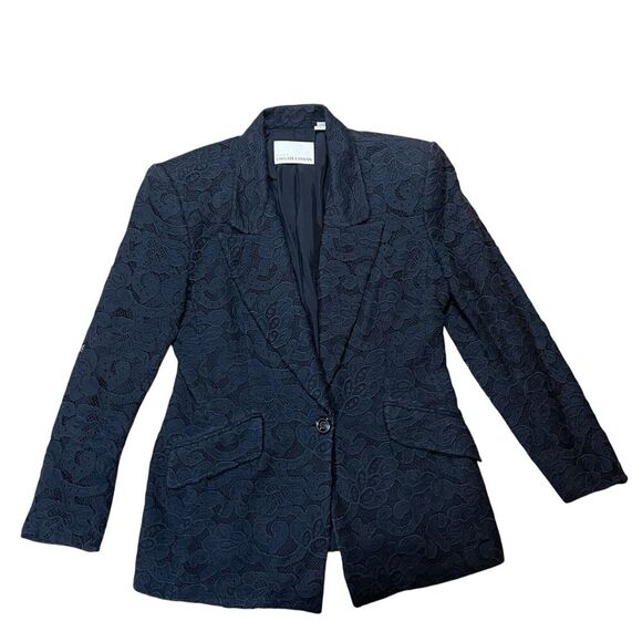 Dana Buchman Blazer Womens Suit Jacket Black Eyelet Lace One Button Size 8 - Picture 1 of 6